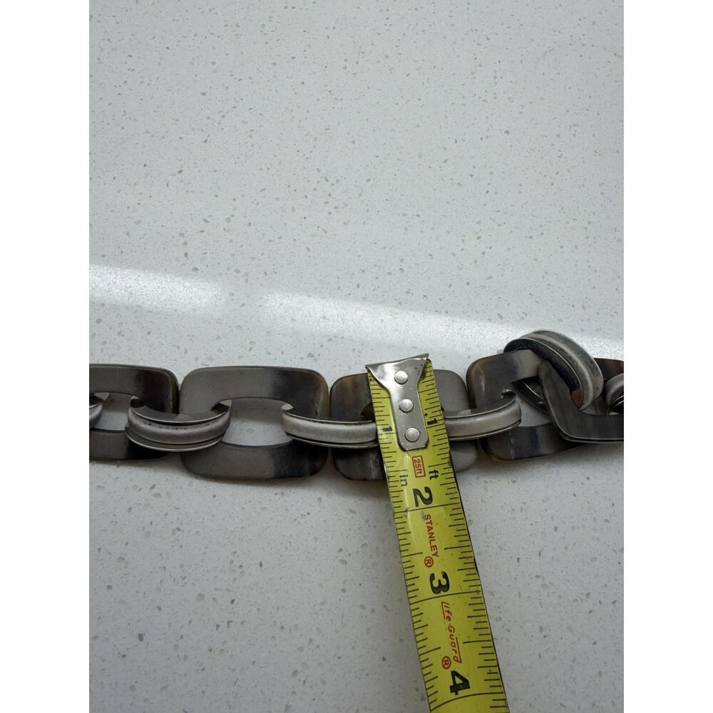 Made in Italy Oversized Geometric Link Statement Necklace Matte Gunmetal - Picture 6 of 6